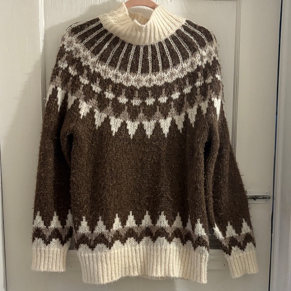 Frame Denim Fair Isle Cream Knit Sweater - Picture 1 of 14